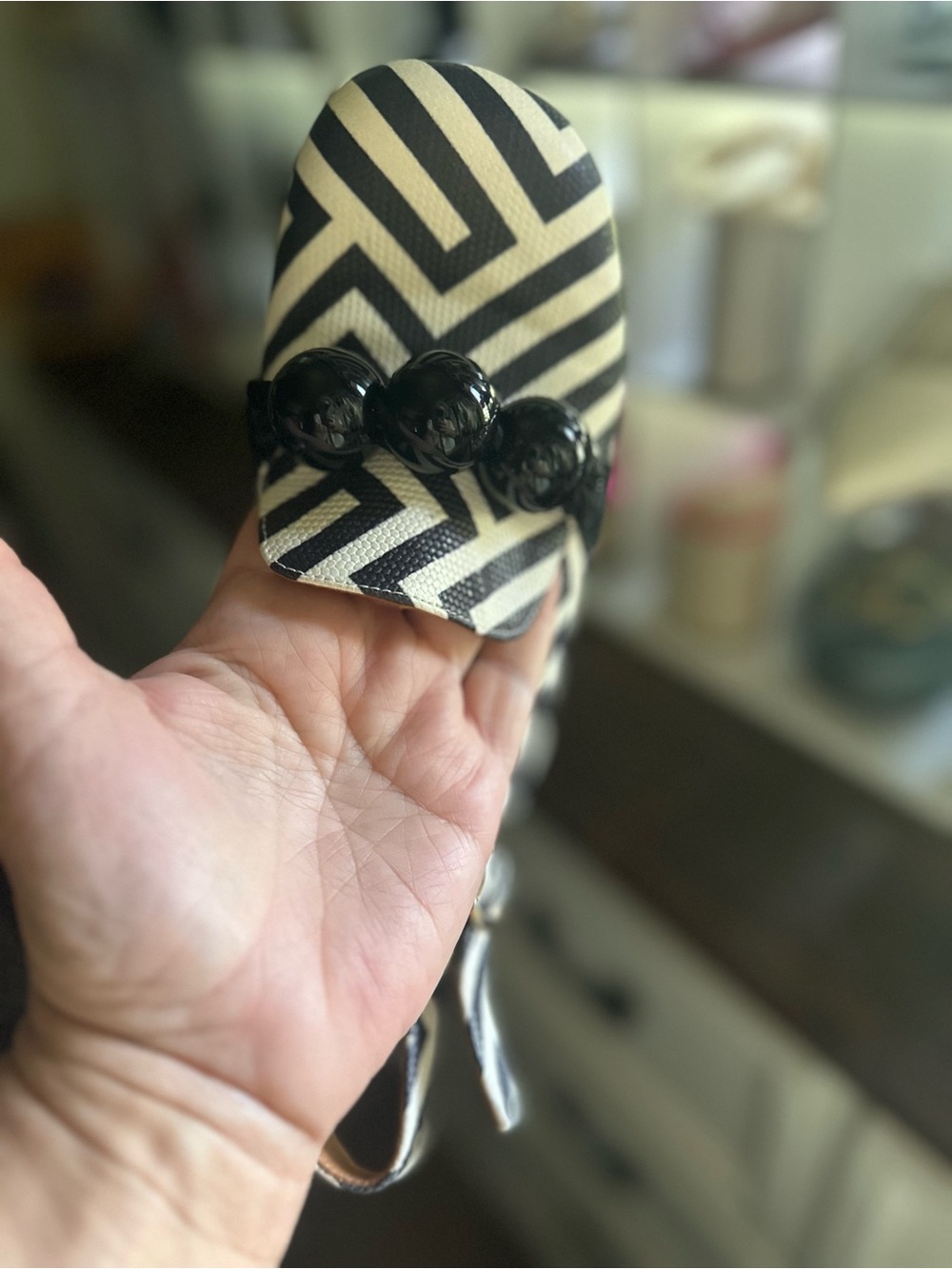 Chie Mihara Black and White Geometric Slingback Mules - Picture 9 of 15